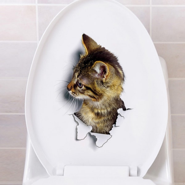 Söpö 3d kissa seinätarra kylpyhuone wc olohuone kodin sisustus tarra tausta PVC-seinätarrat