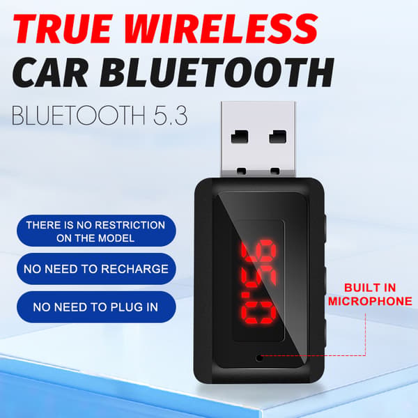 Trådløs billjudadapter Mini USB-drevet håndfri Bluetooth-mottaker for bilstereo