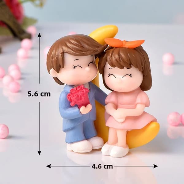 Miniature Brud & Brudgom Figurer, 2 STK. Pink Sæt, Bryllups- eller Havepynt