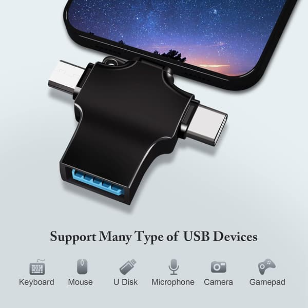 OTG USB 3 til Universal Adapter, Micro/USB C til USB 3.0 Adapter, Kompatibel med Mobiltelefon/Computer, Understøtter USB Flash Drev, Kortlæser,-319