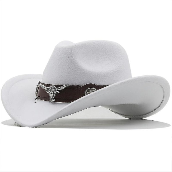 Kvinder Mænd Sort Uld Chapeu Western Cowboy Hat Gentleman Jazz Sombrero Hombre Kasket Far Cowgirl Hatte Størrelse 56-58cm
