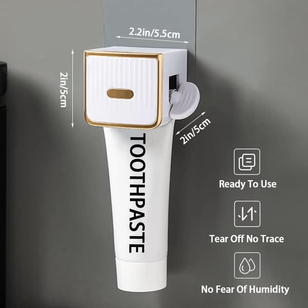 2-pack Tandkrämspress Väggmonterad Tandkrämsdispenser Badrum Rullrör (Vit) A