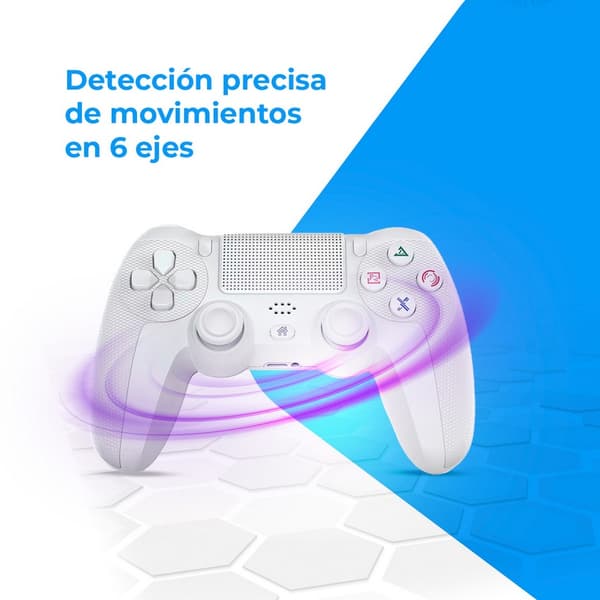 Hvid trådløs spilcontroller, kompatibel med PS4 / PS3 / PC / mobile enheder, dobbelt vibration, 6-akset bevægelse, LED-lys, berøringsplade, lydstik