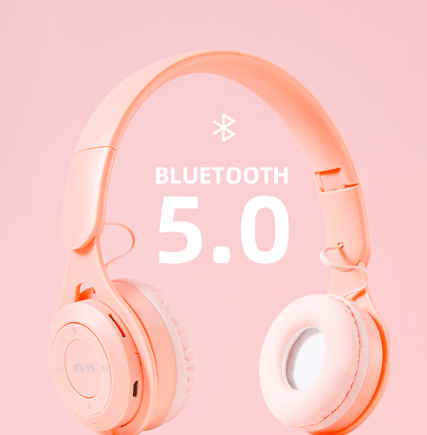 Hovedmonteret Foldbar Trådløs Kort Macaron Udsøgt Lille Kort Mode Student Bluetooth Headset (Blå)