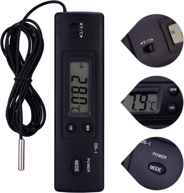 Elektronisk digital LCD temperaturmåler sensor sonde termometer med kablet bredt LCD display til køleskab
