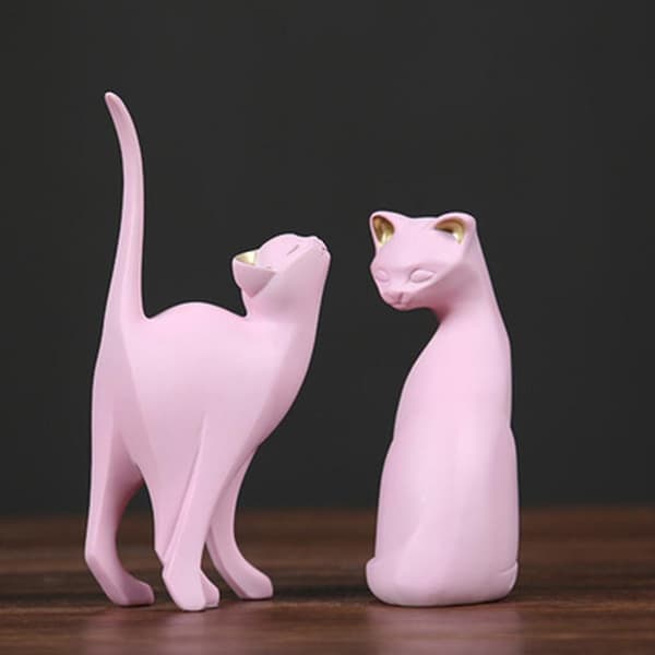 Pink Resin Cat Decoration Computer Desktop Decoration For Par