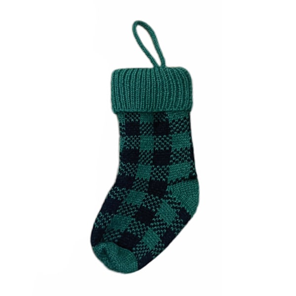 Nye Julepynt Strikket Plaid Lille Størrelse Jule Strømper Julegavepose Small Size Knitted Plaid Socks 【Red