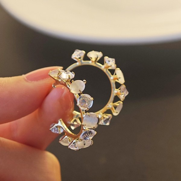 Mote oval opal hoops øredobber for kvinner fest jenter temperament tilbehør unike øredobber gave