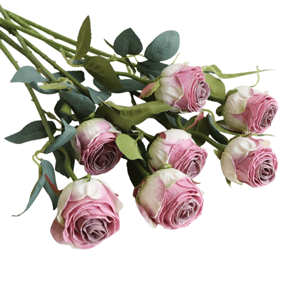 Rose kunstig buket, lilla, 7 stk.