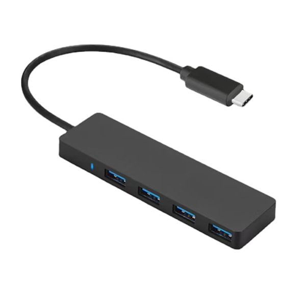 1-pack 4-ports USB 3.0-hubb, ultratunn med 11,8 fot förlängningskabel [Inget laddningsstöd] för MacBook, Mac Pro, Mac mini, iMac, Surface Pro, XPS, PC, Fl