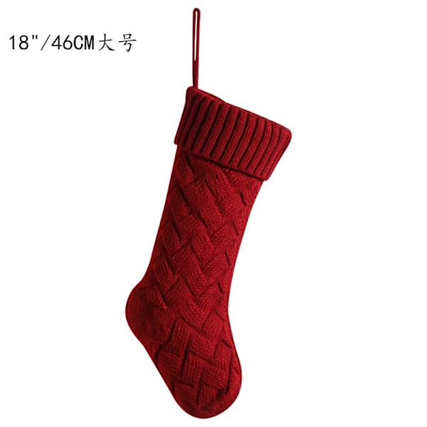 Jule Strømper Gavepose Hjem Dekoration Forsyninger Uld Jul Layout Matt Vævet Stor Mat Woven Large Knitted Socks [Red