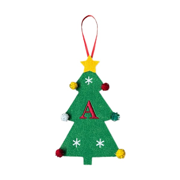 Nye filt juletrpynt 2024 Mini juletrbroderi Engelsk bokstav julepynt Små hengende deler Christmas Tree [A