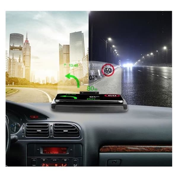Bil HUD Head Up Display GPS Navigation Telefonholder Instrumentbræt Reflektor Skærmbeslag Sort