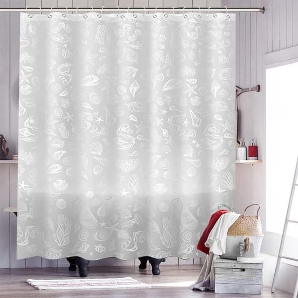 Duschdraperi, Tryckt duschdraperi, Transparent duschdraperi, Original duschdraperi, Badkarsduschdraperi (snäcka, 180 * 200cm)