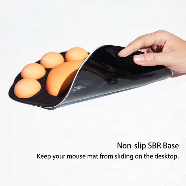 Musematte med håndleddsstøtte, ergonomisk musematte, Kawaii kattemusematte, silikonmusematte, sklisikker base for hjem/kontor/gaming, svart og oransje C