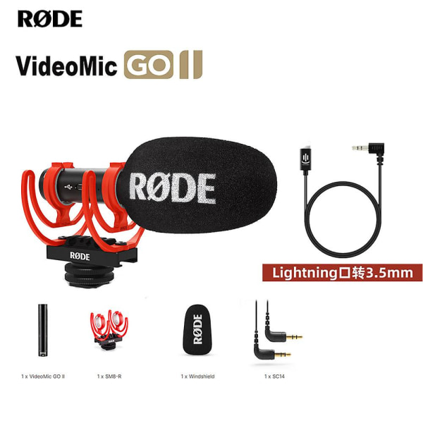Rode Videomic Go Ii Studiomikrofon Videomikrofon för PC Bärbar telefon Dslr Kamera Streaming Vlogg Video Liveinspelning Mikrofon
