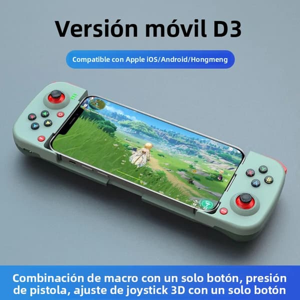 Hvid 3D Mobil Spilcontroller, Bluetooth 5.0 Joystick, Kompatibel med iOS og Android, Udtrækkelig Gamepad