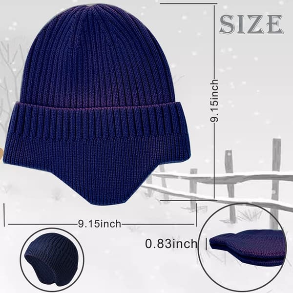 Vinterlue med øreklaffer Ulllue Hodevarmer Beanie for menn og kvinner Utendørs 6