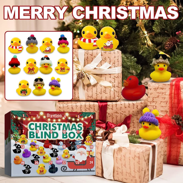 Adventskalender 2022, 24 Gummi Ducky Blind Box-gaver til festgaver til børnegaver