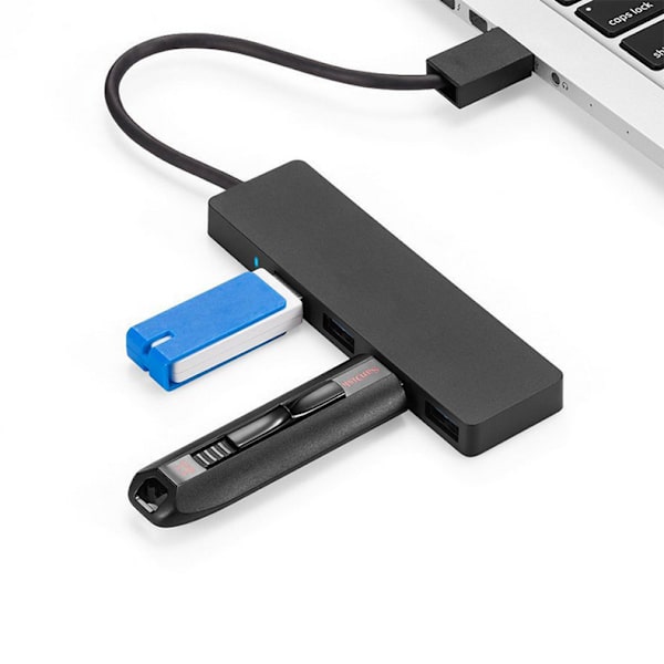 1-pack 4-ports USB 3.0-hubb, ultratunn med 11,8 fot förlängningskabel [Inget laddningsstöd] för MacBook, Mac Pro, Mac mini, iMac, Surface Pro, XPS, PC, Fl