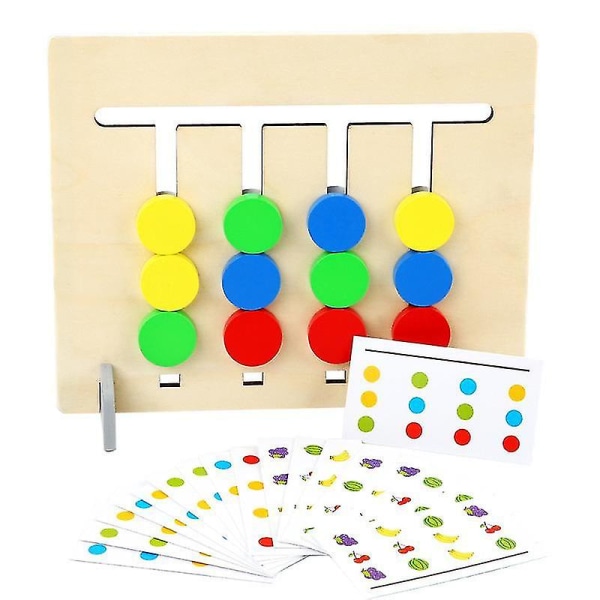 Læringslegetøj Slide-puslespil Farve Frugtmatchende hjernevridere Logikspil Pædagogisk trælegetøj