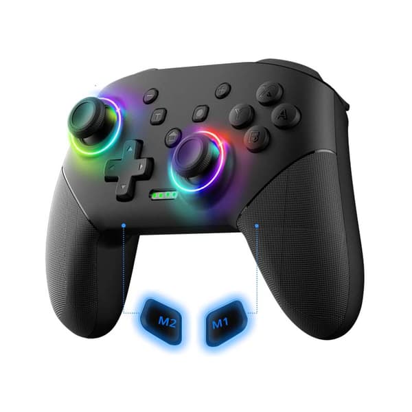Sort og blå trådløs Bluetooth-controller med Turbo Dual Vibration, kompatibel med PS4/PS4 Pro/PS4 Slim/PC