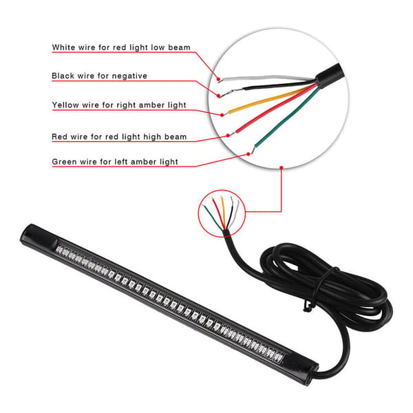 1 stk., 48 LED Bremselys til Motorcykel Bil Cykel Blinklys Lysstribe 12V