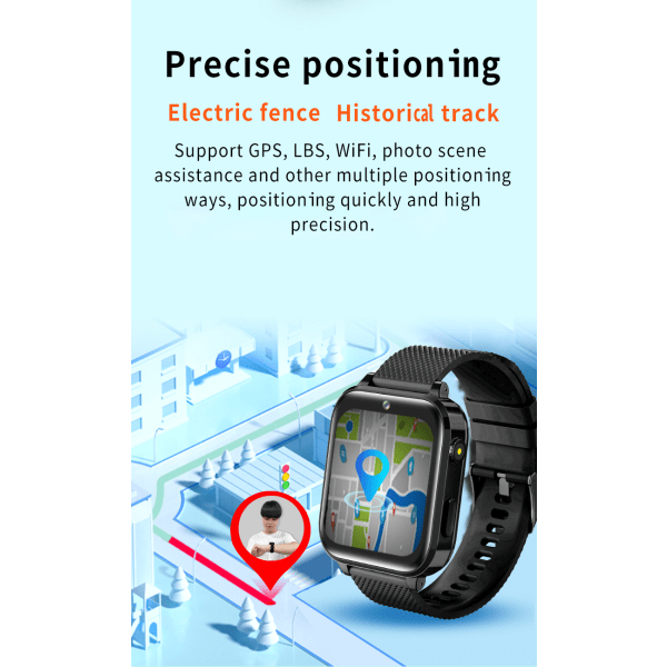 1,7" IPS 4G Kids GPS Smart Watch App Store Ladda ner 8G Large Memory pink