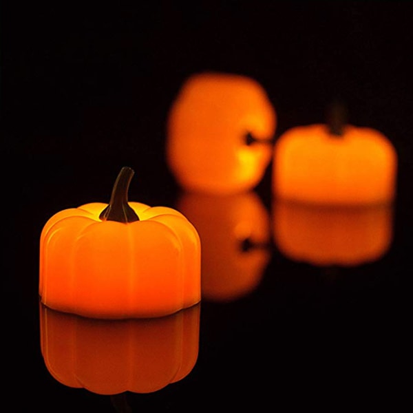 12 stycken Halloween dekoration rekvisita atmosfär layout LED elektroniska ljus simulering självlysande pumpa ljus