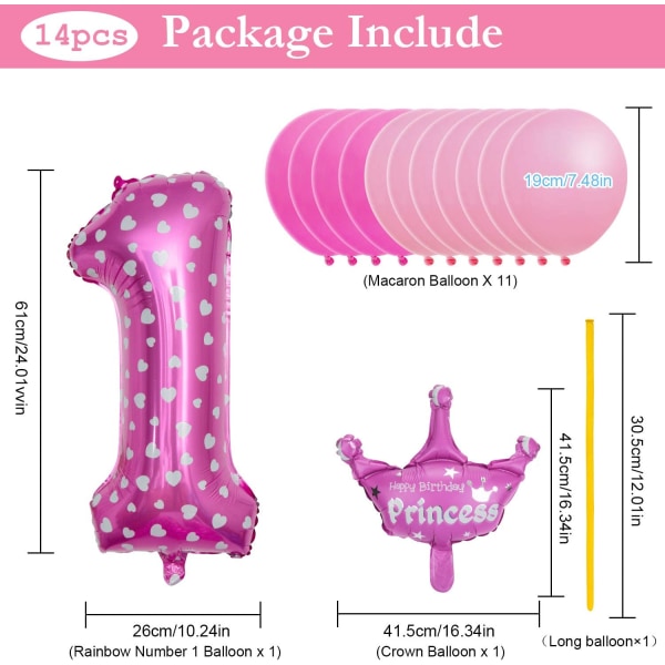 32 tommer gigantiske tal balloner, folie helium nummer ballon dekoration til fester, fødselsdage (pink nummer 1)