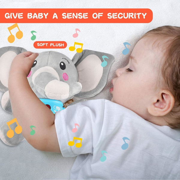 Interaktiv plyschelefant, baby 6 månader plus, musikleksak Ljudleksaker med musik och ljus, aktivitets- och utvecklingsleksaker Pedagogisk leksak för
