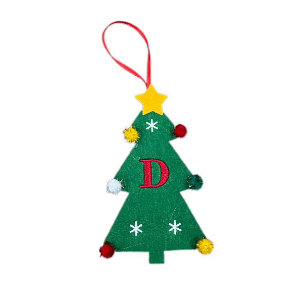Nye filt juletrpynt 2024 Mini juletrbroderi Engelsk bokstav julepynt Små hengende deler Christmas Tree [D