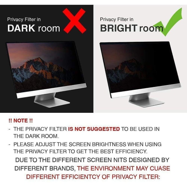 Computer Privacy Screen Filter Til Widescreen Computer Monitor - Anti-glare - Anti-ridse beskyttelsesfilm 24 Inch