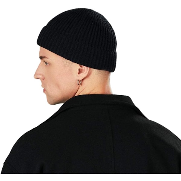 Miesten Beanie-pipo - Talvinen Neulostu Beanie-pipo Pehmeä Reuna-osa Villanen Beanie Klassinen Talvipipo Joustavalla Fleece-vuorella 2