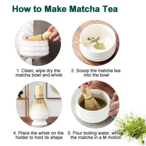 Matcha Teset – Japansk skål med pip, kopp, bambuvisp & skopa