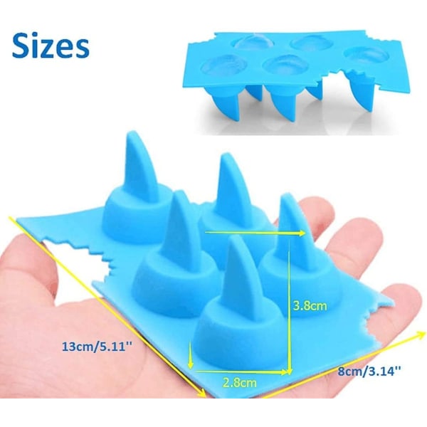 Isbittskuff/Isbittsform i form av en blå hai-vinge eller sjokoladekakeform, uvanlig isbittskuff, sett med 2 matkvalitets silikonformer BPA-fri