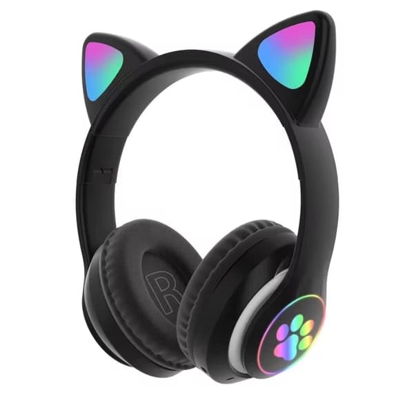 Rosa kattöron trådlösa över-öron bluetooth-hörlurar 1