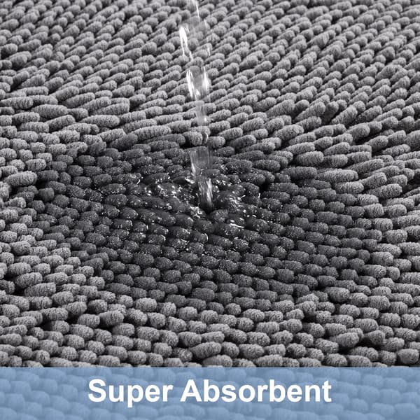 Gråt badeværelsestæppe, skridsikkert blødt brusebadstæppe, superabsorberende, maskinvaskbart, 43x61 cm, gråt