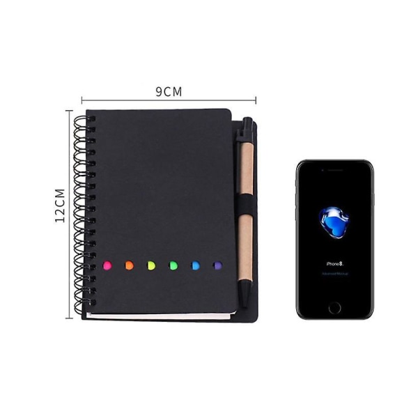 Fong 4 delar Spiral Notebook Business Notepad med pennor, klisterlappar Indexflikar Hållare Markör Färgad Memo Noteboo