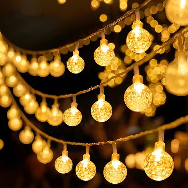 Bubble Ball LED Varm Ljusslinga, 20m 200 LEDs, Plug-in Utomhus Camping & Högtidsdekor 20m