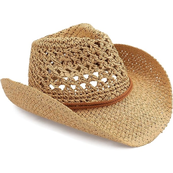 Aikuisten Sun Straw Western Cowboy Hat Khaki