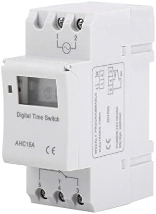 Programmerbar digital timer, digital timer, LCD-display, ugentlig digital tidsafbryder med programmering, DIN-skinne programmerbar digital timer (12