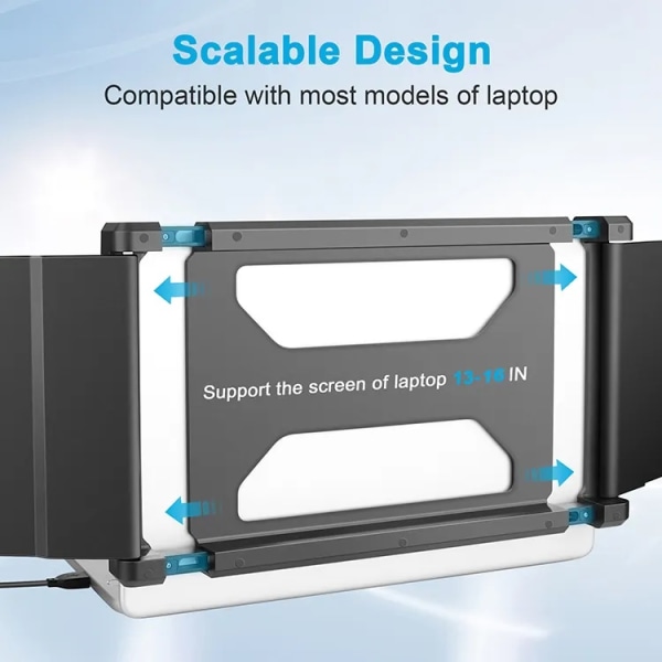 Triple Screen bærbar skærm, 12 tommer bærbar bærbar skærm 1080P Plug and Play bærbar skærmforlænger