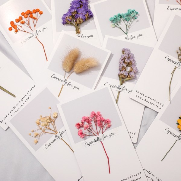 20 stykker tørrede blomster lykønskningskort 6" X 3" Vintage håndlavet blank takkekort Sejlgarnkonvolut invitationskort til fødselsdagsfest