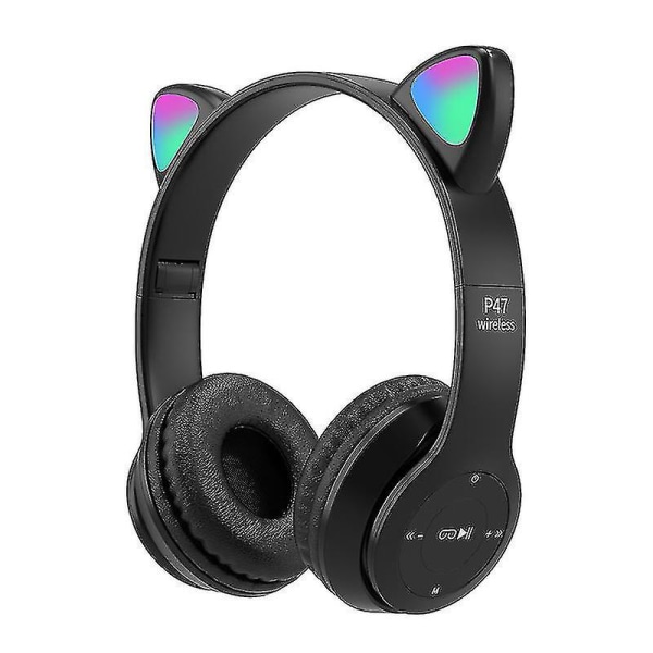 Bjxy Led Cat Ear Bluetooth hörlurar, Bluetooth hörlurar, Bluetooth hörlurar, hopfällbara Bluetooth hörlurar