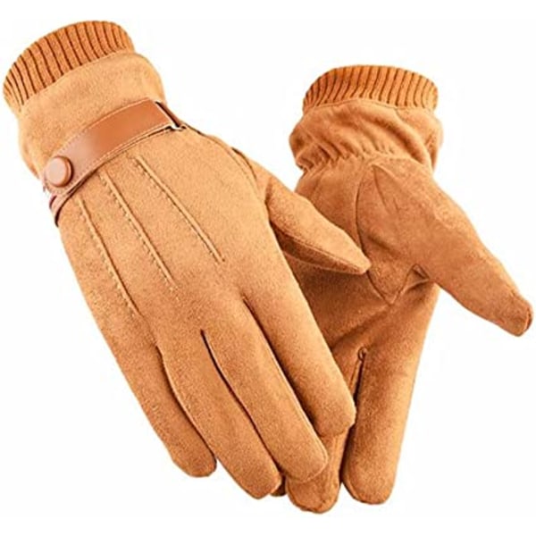 Gants Hiver chaud écran tactile pour homme femme thermiques en semsket skinn doublure polaire mitaines anti-glisse hivernales pour le sport en plein air Condu