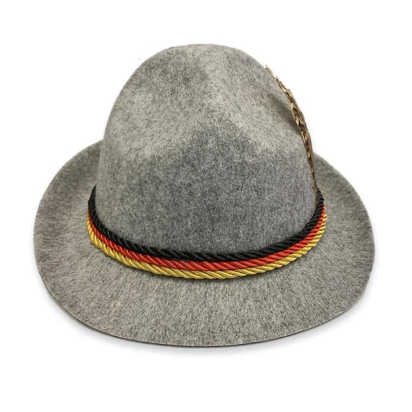 Tyske tradisjonelle herreølfestivalklær rutete skjorte broderte seler med hattedress Gray hat size L
