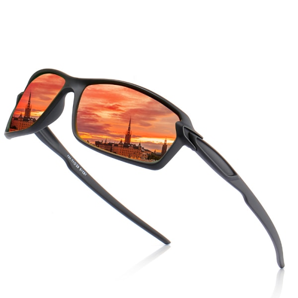 Mænd og kvinder Sports polariserede solbriller Cykling Kørsel Fiskeri 100 % UV-beskyttelse (sort rød, 1 stk)