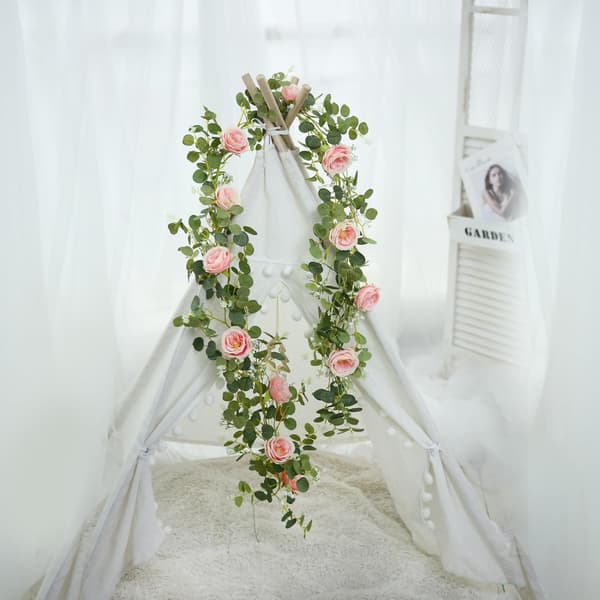 Kunstig Rose Pengeblad Ranke, Pink, 2 Stykker