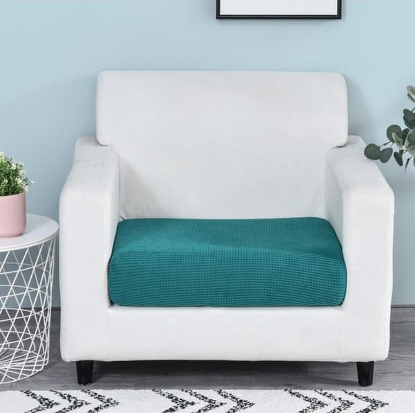 Blå stenblå; Extra stort enkelskydd för soffa, bredd 65-95 cm, längd 65-95 cm; Nordisk minimalistisk stil majsfleece soffskydd, heltäckande elastisk Single-seater